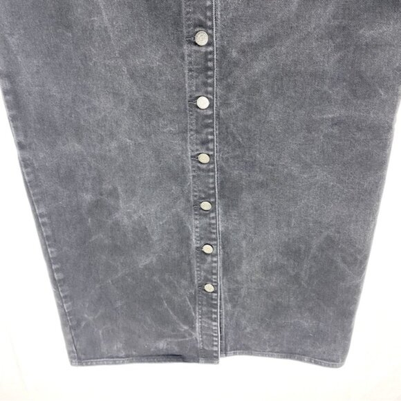 Vintage Leigh Morgan Washed Black Denim Button Front Midi Pencil Skirt L - Picture 8 of 13
